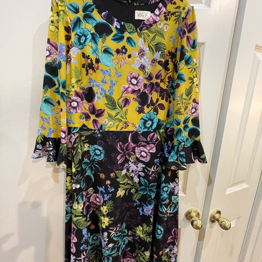 Eliza J Blue and Purple Graphic Midi Dress